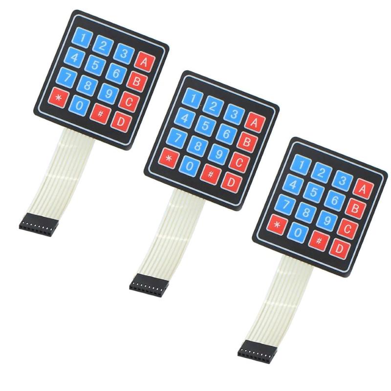 KKHMF 2個 16キー 4*4膜 キーパッド マトリックスアレイ マトリックスキーボード 「国内配送」Arduino などで使用可能な4x4キーパッドですサイズ：本体 77mm x 70mm x 厚さ2mm程度コネクタピッチ：2.54mm(市販のピンヘッダーと互換あり)回路構成は写真を参照ください。が押されると、マトリクスの交点で接触します接触抵抗は実測で約30オーム。(100オーム程度と考えて設計してください)