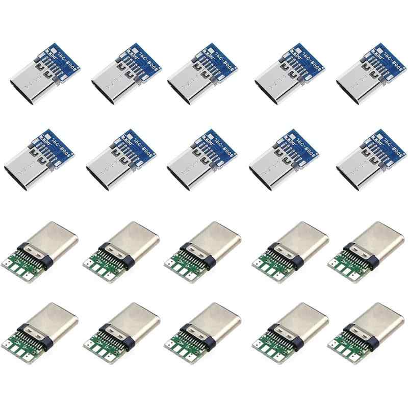 PENGLIN 20個 USB 3.1 Type Cオスメスプラグソケットコネクタ PCBボード付き