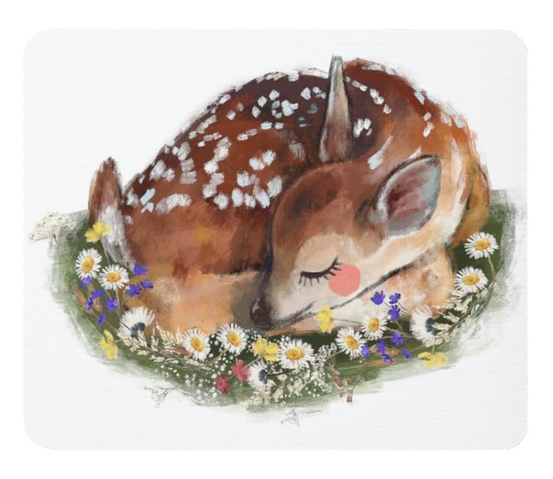 子鹿のイラストのマウスパッド：フォトパッド（ 世界の野生動物シリーズ ）