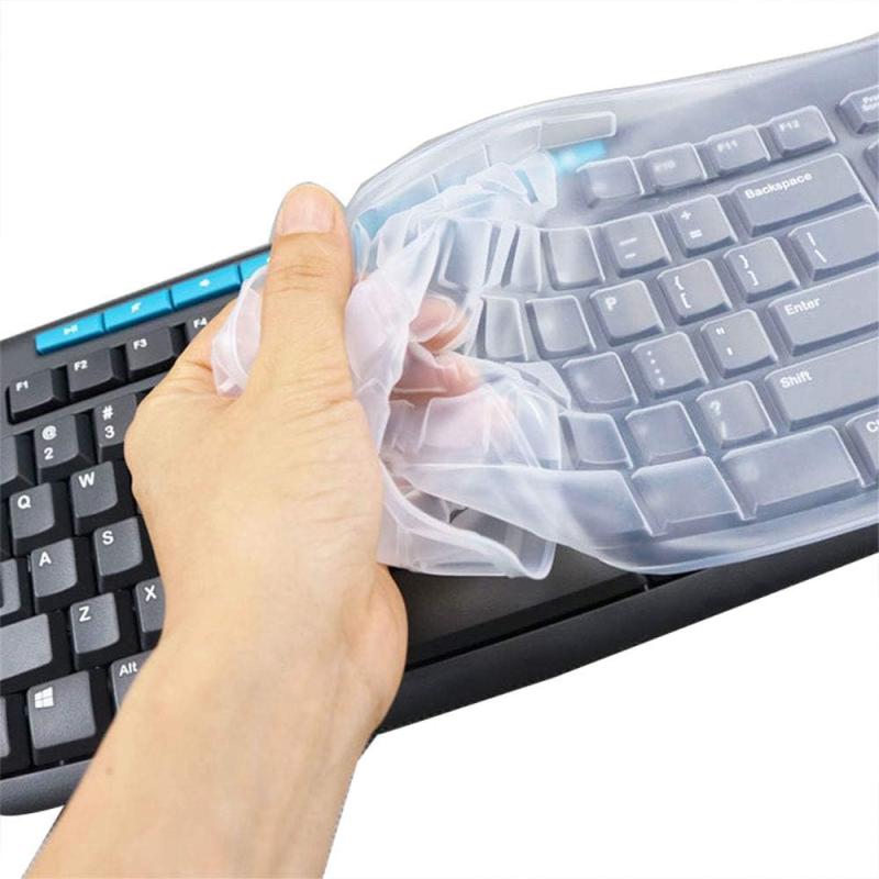 スカイライトの【Bookwarm】シリコンキーボード保護フィルム、透明保護フィルム、Logitech MK295 MK275 K200 MK200 K260 MK260 K270 MK270デスクトップキーボードに適しています｜アングル2