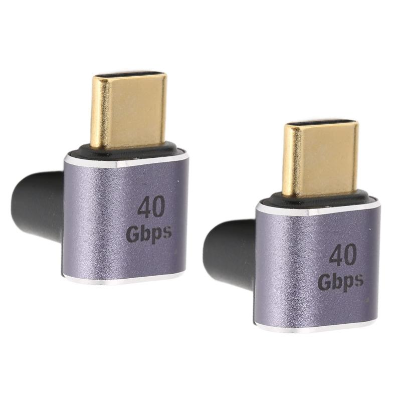 USB Cオス-メスアダプター 2個 直角90度 PD 100W 高速データ転送40Gbps 8K60Hz USB 4.0インターフェース ゲーマー ビデオ編集者 ビジネスマン用
