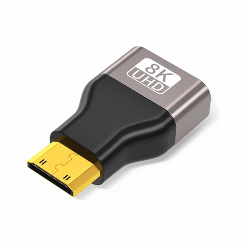 FineGood Mini HDMI to HDMI 変換 アダプタ 金メッキコネクタ アルミニウム合金製 8K 対応 4K@60Hz 変換アダプタ 金メッキコネクタ 伝送安定ラップトップ/カメラ/ノートPCなどデバイス対応