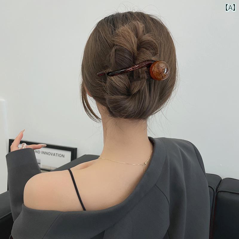 シンプルな 気質の 一 字の ヘア ピンの 女性の 後頭部の ツイスト クリップ 2024の 新型の レ トロな 髪は カモの 口を 挟んで 飾りま..