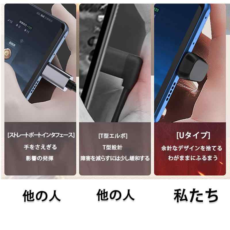 USB C 180度アダプター U字型USB Cアダプター 40gbps USB Type Cオス-メスコネクターアダプター 100W高速充電対応 ブラック(1パック)