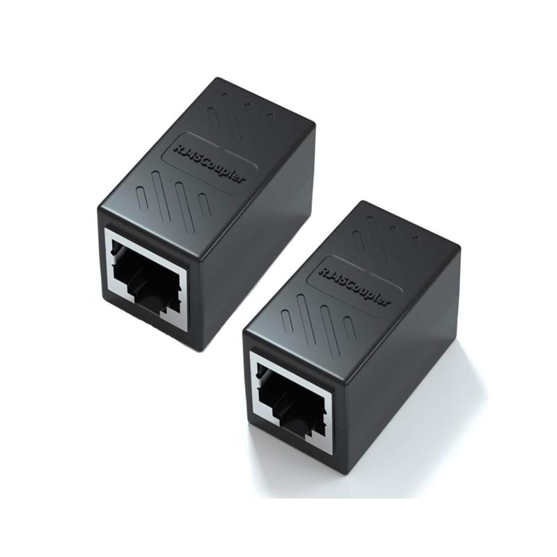 RJ45 LANケーブル用中継コネクタ RJ45 延長 Cat7 / Cat6 / Cat5eコネクタ プラグ アダプタ メス-メス ギガビット 対応 8P8C コンパクト(2個セット)