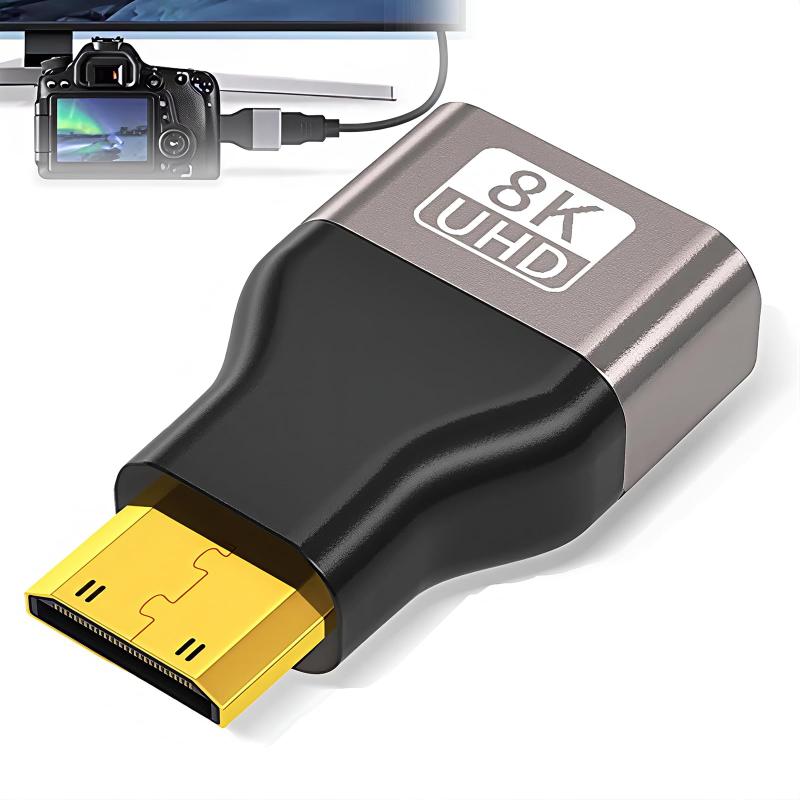 Ginhkok Mini HDMI to HDMI 変換 アダプタ 8K ミニhdmi 変換ケーブル ハブ HDMI(オス) to HDMI(メス) 4K@60Hz 3D ノートパソコン PC タブレット カメラ DV ディスプレイなどの機器対応