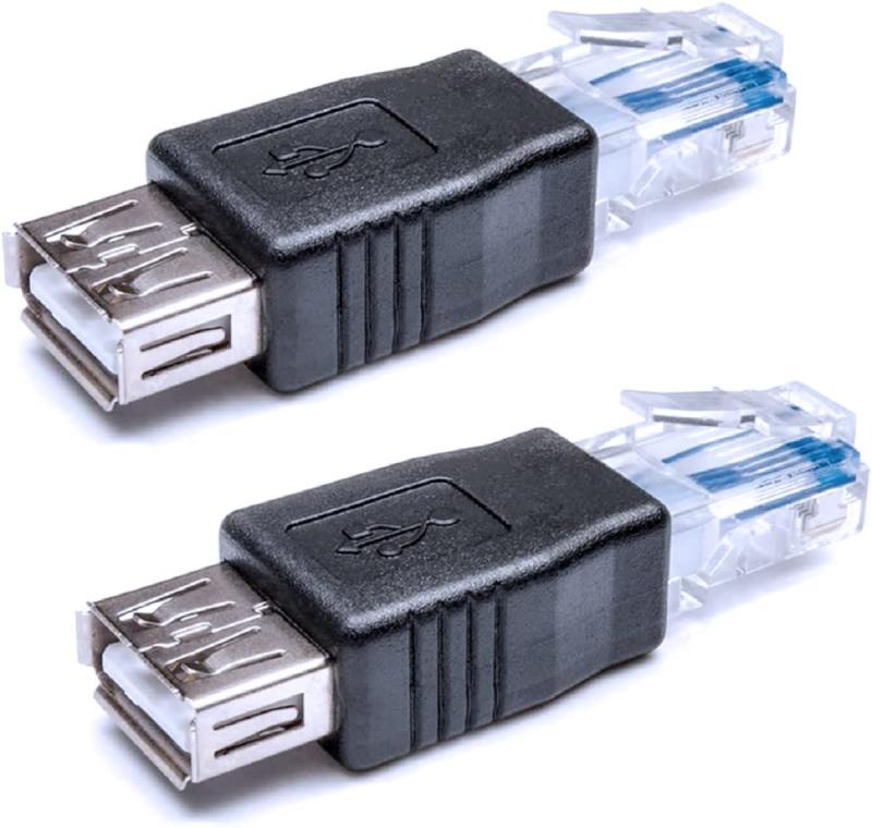 Herfair Ethernet - USBアダプター 2個 ADSLモデム/ルーター/コンピュータカメラ/監視カメラ用 ネットワーク機能付き - RJ45 LAN インターネットオス - USBメスコネクタ
