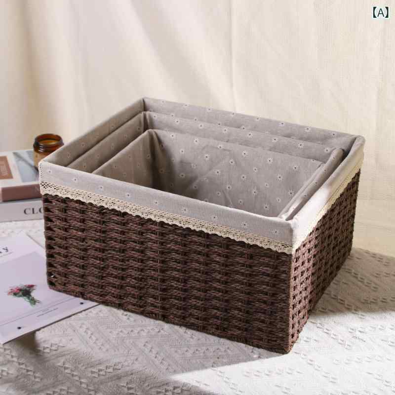 Laundry Storage - 草 編み 収納 かご 汚れかご 玩具 藤 編み 雑 物 紙 編み 寝室 収納 かご 収納 収納 ケース 編み 枠