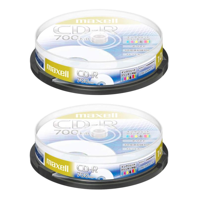 CD-RW - マクセル maxell データ用 CD-R 700MB 10枚入 【×2セット】 48倍速 プリンタブル ホワイト スピンドルケース CDR700S.PNW.10SP