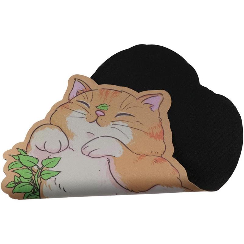 キュートでクリエイティブな猫マウスパッド、ノンスリップレザーオフィスマウスパッド、オレンジデスクパッド、漫画猫デザイン、オフィスデスクアクセサリー