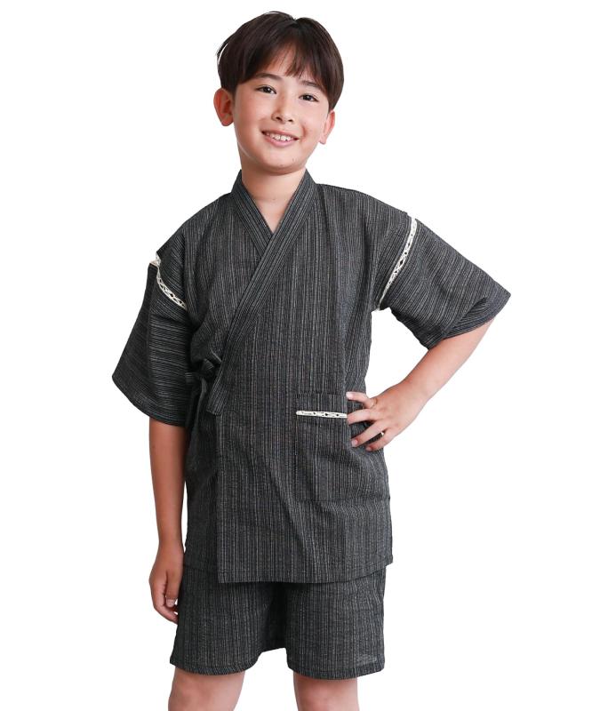 [ON NISHIKI] 甚平 しじら織り 男の子 綿100％ 涼しい ルームウェア お部屋着 上下セット おうちで甚平 和服 130/140/150/160/170 skylight-10606550 スカイライト サンプル画像3