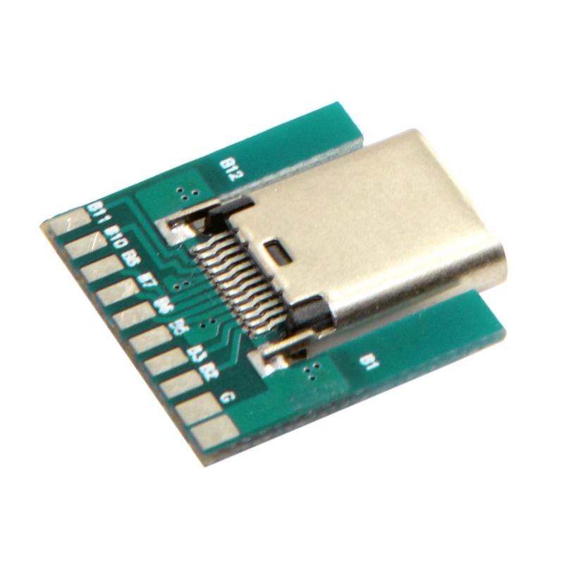 Cablecc DIY 24ピン USB 3.1 Type C オス&メス プラグ & ソケット コネクター SMTタイプ PCボード付き