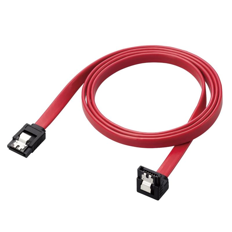 エレコム SATA ケーブル (ストレート-下L型) 1m 6Gbps対応 狭い隙間での配線に適したフラットケーブル 長く使用する社内システムや設備での使用に最適 EU RoHS指令準拠 レッド ST6-10DL/ID