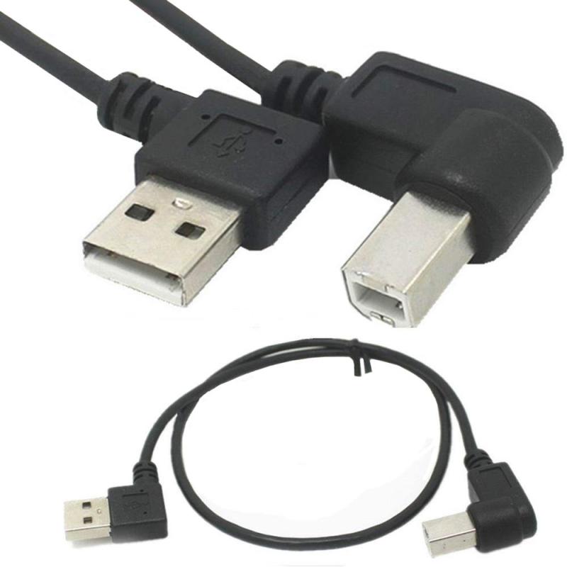 プリンターケーブル、L型右向USB 2.0 オス- L型右向USB Bオス アングルプラグリード480Mbps高速ケーブルアダプタースキャナーコード延長ケーブル、USB B延長コード