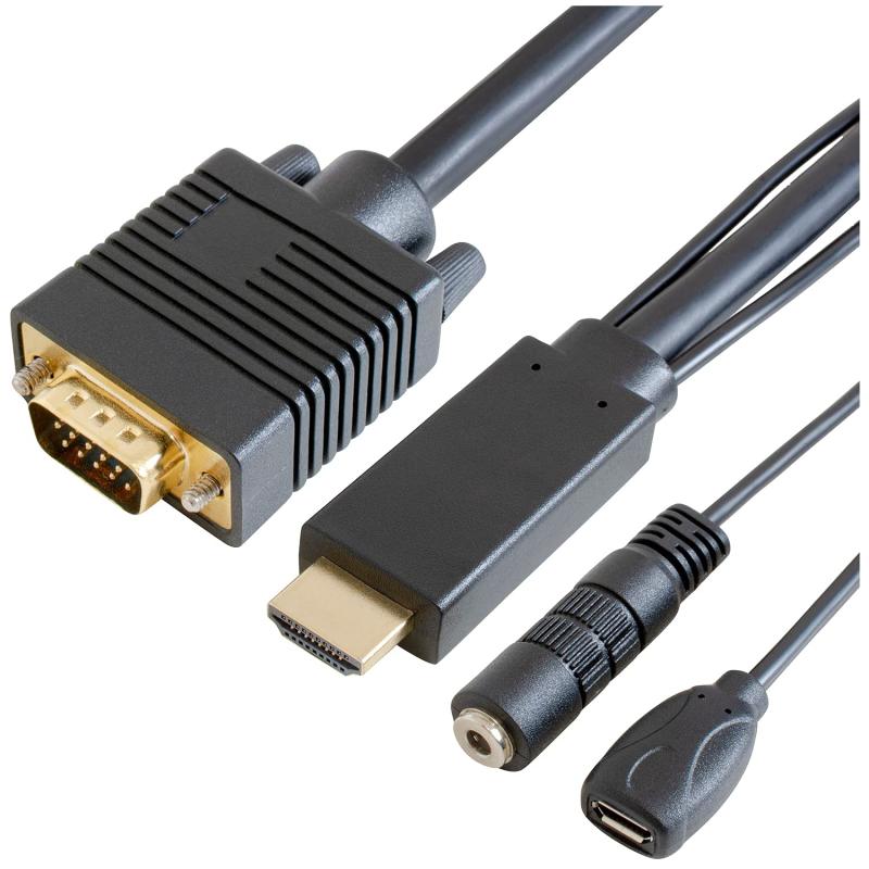 GOPPA ゴッパ HDMI VGA(音声用3.5mm・電源用micro-B付き) 変換ケーブル