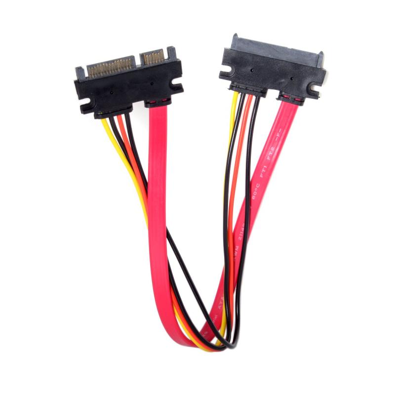 Cablecc アングル SATA III 3.0 7+15 22 ピン SATA オス - メス データ電源延長ケーブル 30cm