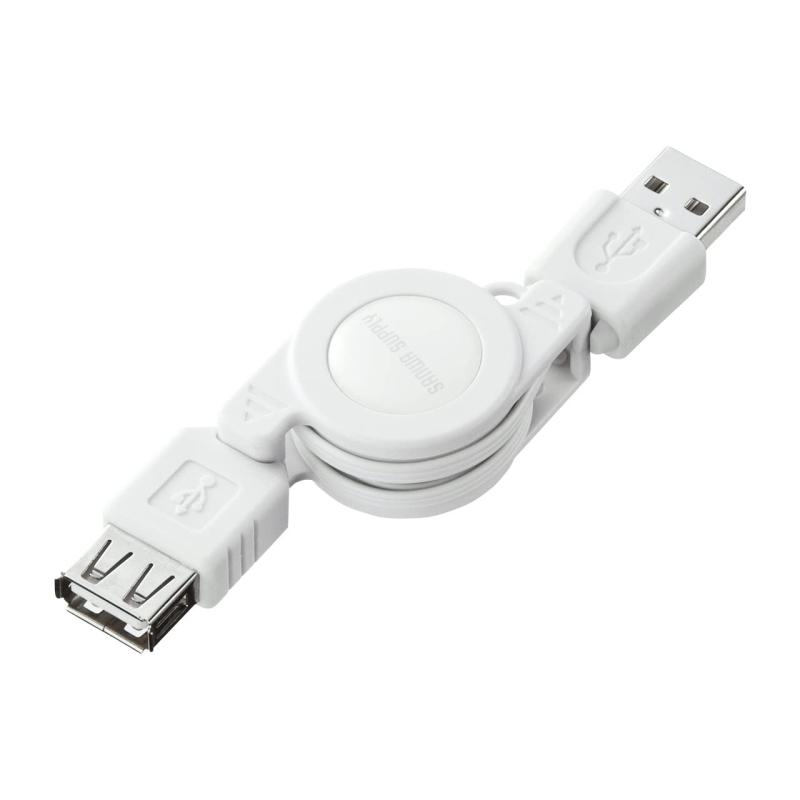 サンワサプライ 巻き取りUSB2.0モバイルケーブル 0.1-0.8m