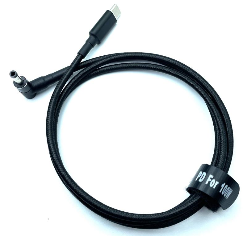 CNCTWO(コネクトツー) PDケーブル 1m USB TypeC(オス)→DC L字型プラグ 100W出力 PD急速充電ケーブル 丈夫なナイロン素材 重いACアダプタの代用 荷物がスッキリします