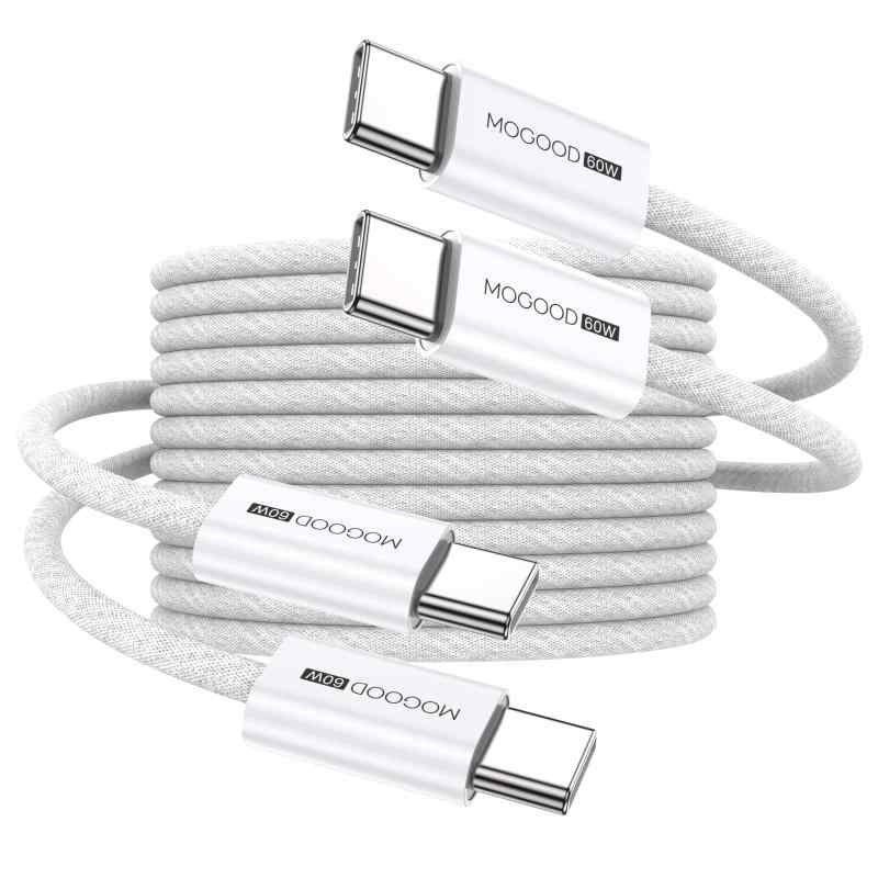 MOGOOD USB CからUSB Cケーブル、デュアルパック、USB 2.0 C型ケーブル、急速充電性能はMacbook Pro、Macbook Air、iPad Pro、ChromeBook Pixel、サムスンGalaxy S 23/S 22/S