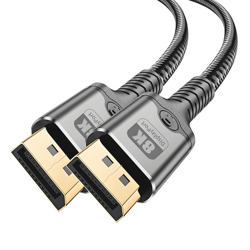 Rakuten - 8K ゲーミング用 DisplayPort 、DisplayPort ケーブル、240Hz に対応、4K/144 に対応、HDR に互換性があり、HDCP2.2 と HDCP1.4 をサポート、編み材仕様、黒色