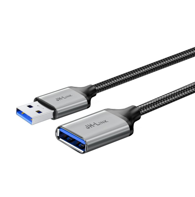 JH-LINK USB 延長ケーブル USB3.0 5Gbps 高速データ転送 A-Aタイプ オスメス USB延長コード コットン編製 取り回しやすい アルミ合金コネクタ