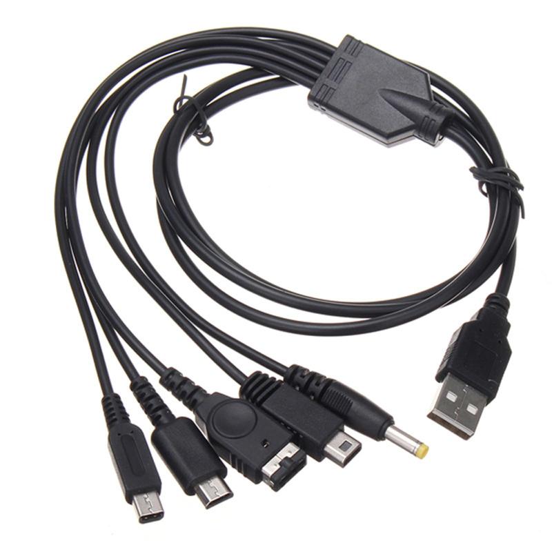 5 in 1 USB 充電ケーブル ニンテンドー 耐久性 軽量 持ち運びに便利 絡まりにくい Nintendo New 3DS(XL/LL)、3DS(XL/LL)、2DS、GBA SP、Wii U、PSP 1000/2000/3000 と互換性があります