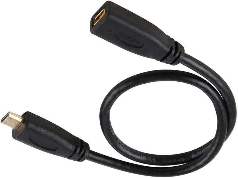 AQQUP HDMI 1.4 D タイプ マイクロ HDMI オス - メス M/F 延長ケーブル 30cm, HD-089-0.3M