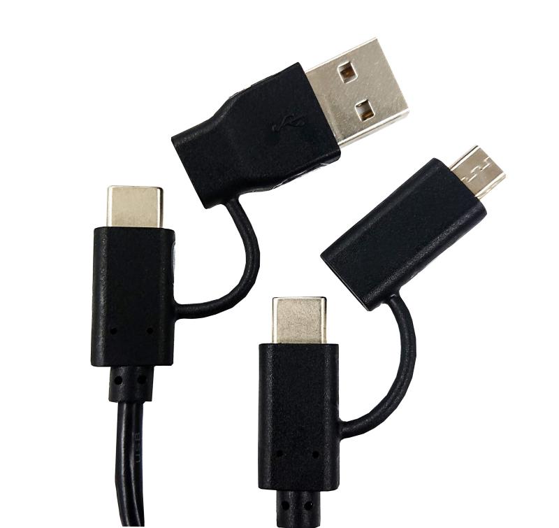 ウイルコム USB 4in1 充電ケーブル Type-C PD対応 4端子一体型 4Way 50cm BK UTS-050BK