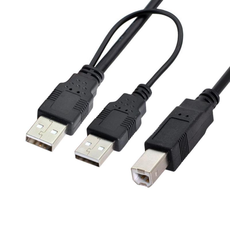 CY 80 cmデュアルUSB 2.0オスto標準BオスYケーブル、プリンタ&amp;スキャナ&amp;外部ハードディスクドライブUSB Bポート付きのプリンター、スキャナー、外付けハードディスクドライブ用。2.5インチのハードディスクのみを接続できます(12V 3.5インチのHDDには使用できません)。1台のコンピューターでのみ動作します。2台のコンピューターから1台のusb-bデバイスでは動作しません。USBデータコネクター長さ80cm、USB電源ケーブル長さ20cm。USB 2.0 Aタイプオスデュアルポートから標準BオスYケーブル 80cm
