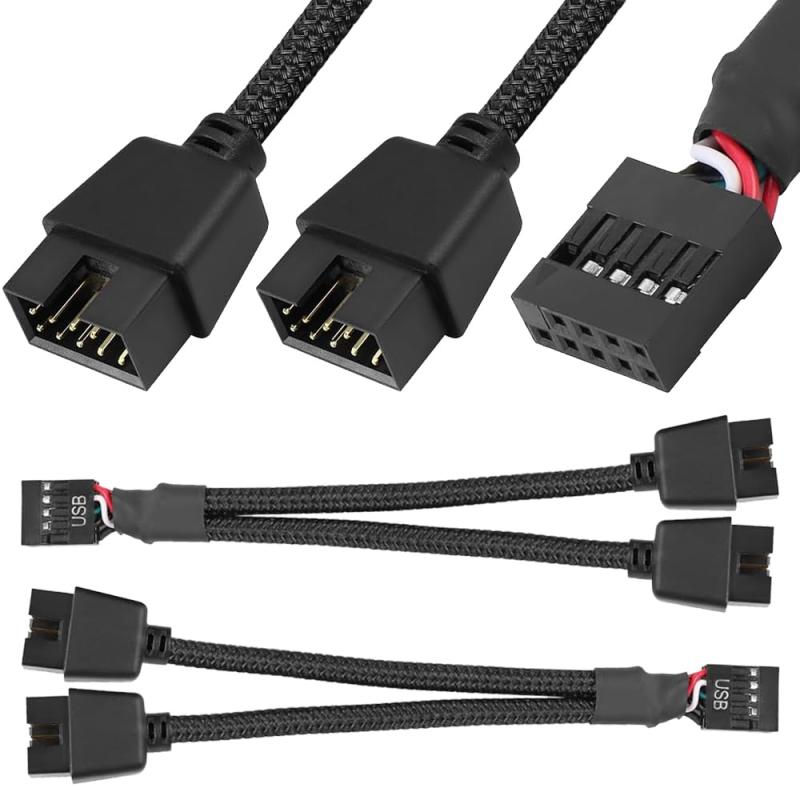 SHARP - Xiatiaosann 9ピンUSB2.0-デュアル9ピンケーブル、9ピン1メス-2オスYスプリッタブレイドケーブル（2パック）モスボード用