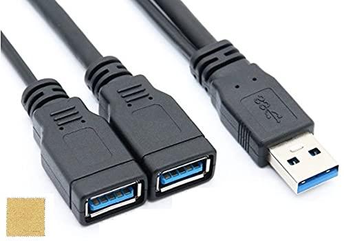 Sound Wave 1本で急速充電、もう1本で 高速データ転送可能&急速充電 USB3.0 A 二股ケーブル 30cm 黒色 双方USB3.0 1本で USBーA 機器を2台同時に急速充電 USB3.0 Y字ケーブル 分岐ケーブル Black