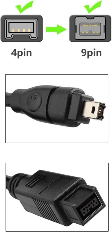 HSEUOPV 互換 FireWire ケーブル 9 ピン - 4 ピン IEEE 1394 Firewire 800/400 ケーブル(1.8m)