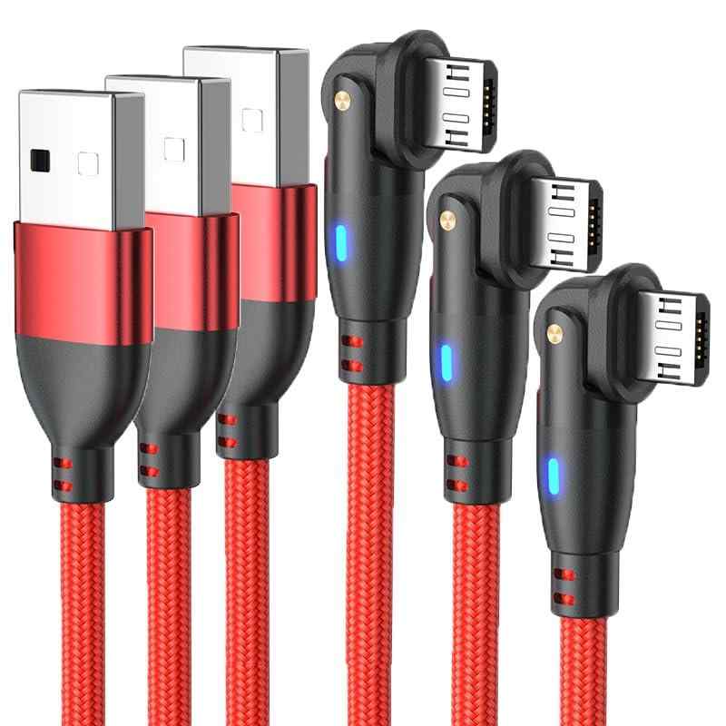 Micro USB ケーブル L字型 180度回転 急速充電 【3本セット 1M+1M+1M】高速データ転送 マイクロ USB ケーブル 強化TPE製 Micro充電コード Android スマホ充電ケーブル Type-B PS4 コントローラー イヤホ