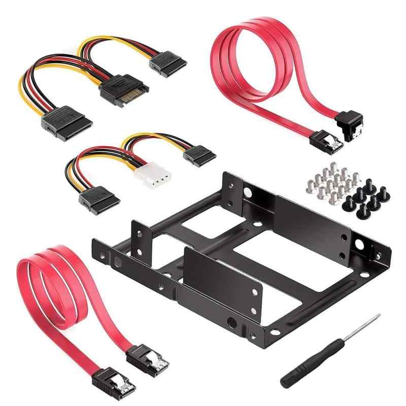 2.5 3.5 変換 マウンタ sata ケーブル sata 電源ケーブル デュアルSSD/HDDメタルマウントブラケットキット2.5 to 3.5、2.5インチソリッドステートドライブ/HDDを3.5インチドライブベイに変換 、SATAデー