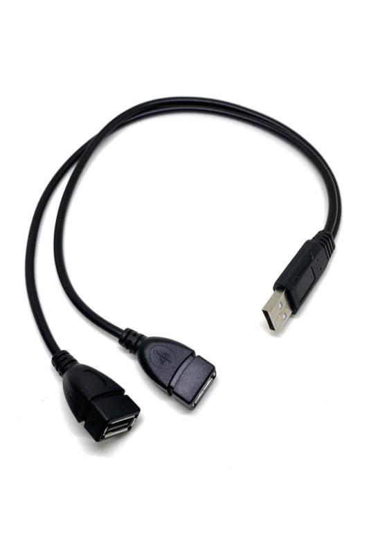  USB 2分岐ケーブル 長さ40cm USB2.0 充電 データ転送 分岐 android LED バイク プリンター テレビ 二股 USBケーブル シンプル