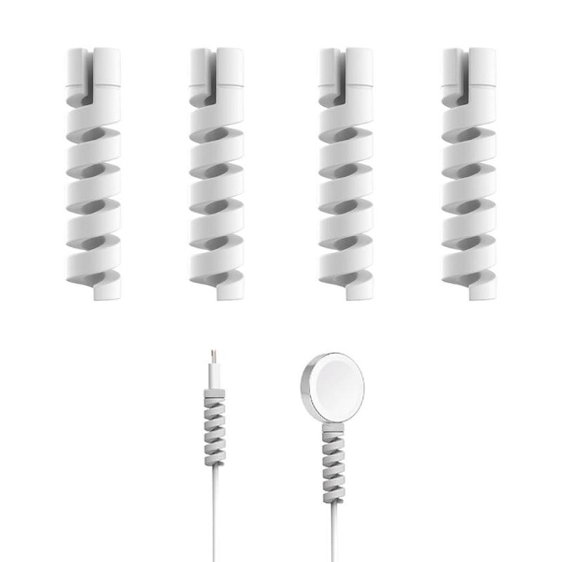 充電ケーブルの切断防止保護カバー、ねじれシリカゲルコード保護器、灰色、小型、軽量、簡略、USB電線保護、折りたたみ防止，4個