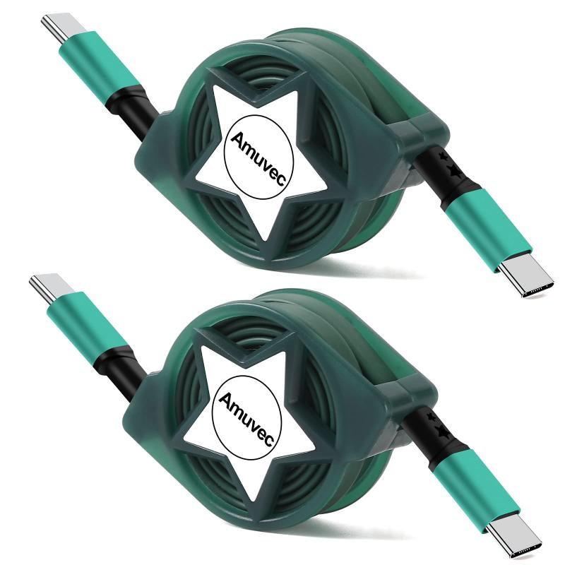 【2本セット】Amuvec USB-C & USB-C ケーブル 60W PD対応両引きタイプ 軽量 コンパクト 急速充電高い耐久性高速データ転送 usb type c ケーブル MacBook Pro/iPad Pro/Google Pixel