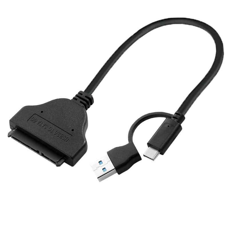 USB3.0 SATA 変換ケーブル｜USB-A/USB-C 二合一｜2.5 インチ HDD/SSD 対応 高速伝送 5Gbps 即插即用 過電流保護 Windows/macOS 対応, 23cm
