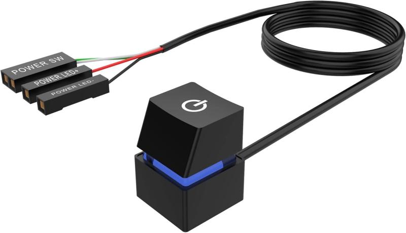 Parishop デスクトップPCケース電源ボタン机械青軸RGB灯2メートル延長線簡単コンパクトで便利 コンピュータ電源スイッチボタン、デスクトップオンオフ制御アダプタ