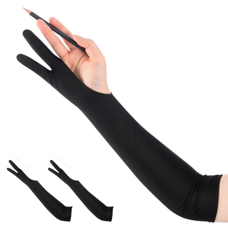 [ZVCXOE] 二本指 グローブ 2枚入 防汚 通気性 2本指 ロング グローブ 誤作動防止グローブ 超軽量 快適 グローブ タブレット ペンタブ 手袋 男女兼用 二本指 手袋 お絵描き手袋 液晶ペン タブレ