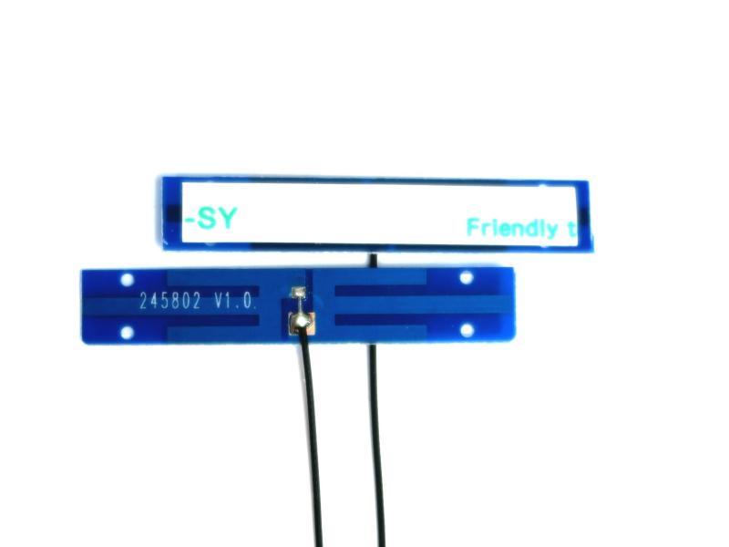 スカイライトの高性能5dBi 2.4GHz/5GHz 802.11a/b/g/n/ac対応 無線LANカード WIFI/Wimax/Bluetoothモジュール用アンテナ 2本セット (MHF4 Cable=240mm)｜アングル2