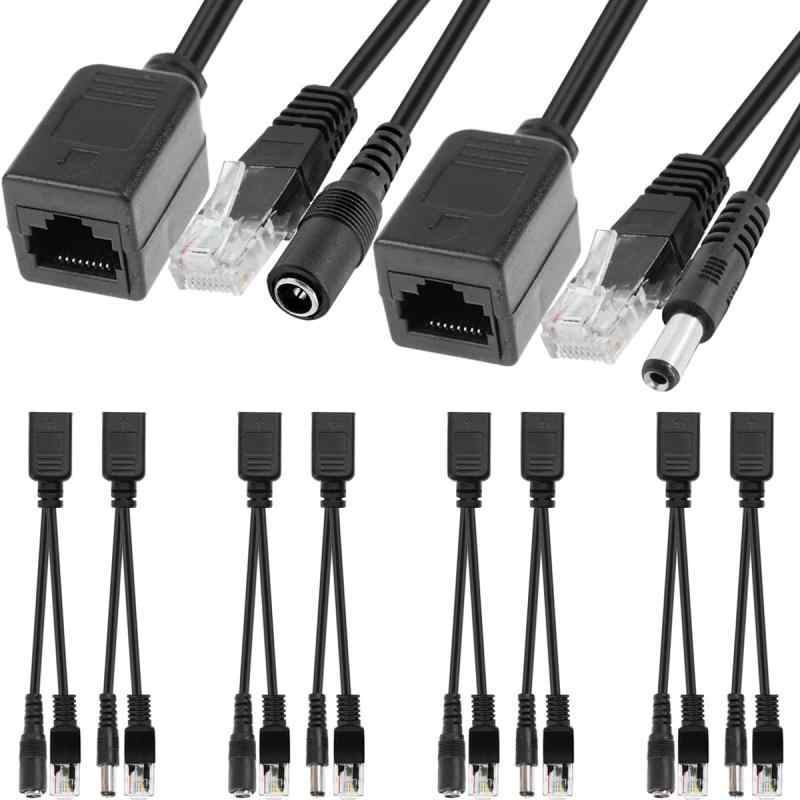 ASUS - Xiatiaosann パッシブ イーサネット PoE インジェクター スプリッター RJ45 パワー オーバー イーサネット アダプター、IP セキュリティ カメラ用 5.5x2.1 mm DC プラグ コネクター RJ45、4 ペア
