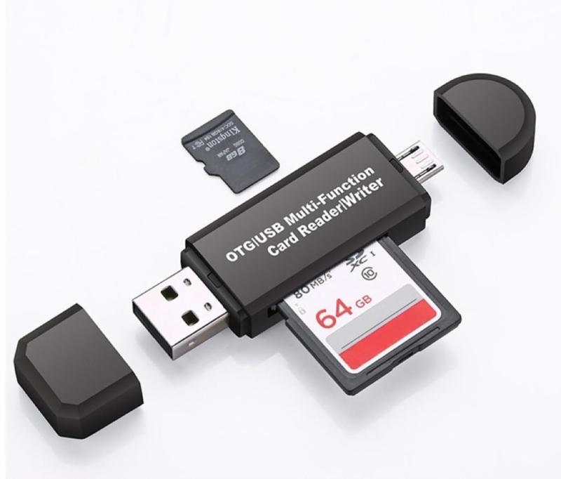 [CRSHIP]SDメモリー カードリーダー USBマルチカードリーダー 多機能 OTG SD/Micro SDカード両対応Micro usb/USB接続 USB2.0端子とMicro USB端子
