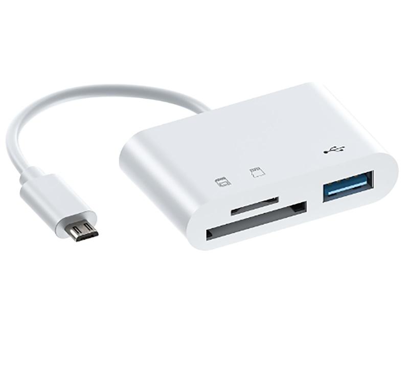 LeTradeJP メモリカードアダプタ、コンピュータメモリカードリーダー、 USB 3.0デュアルコネクタアダプタ、タイプCおよびUSBデュアルインターフェイス、2枚のメモリカードを同時に読み取り、M