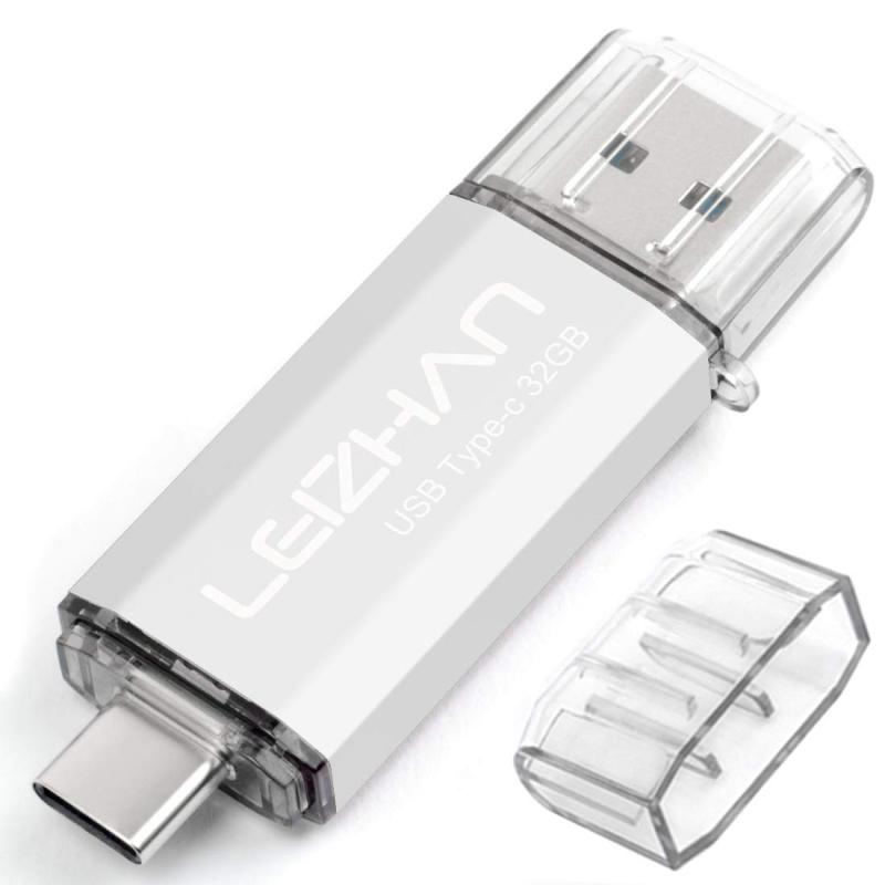 32GB USB メモリ TYPE-C フラッシュドライブ メモリー USB 3.0対応 LEIZHAN 高速転送OTG、スマホ・PC用、容量不足解消、マイクロペンドライブ、大容量Uスティック。(32GB, シルバー)
