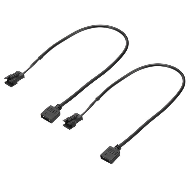 PATIKIL 5V 3ピンからSM3Pメスへ 分岐ケーブル 2個 PWMファンR GB電源コード引数延長コネクタプラグ コンピューターシャーシマザーボード用 黒