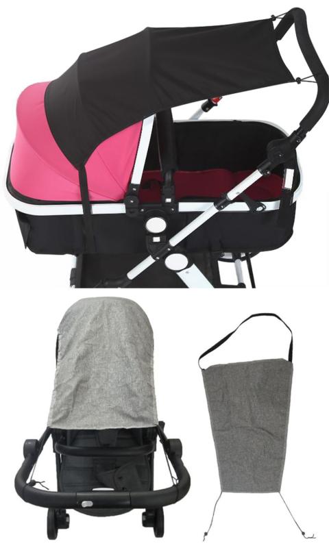 【villageriver】ベビーカー 日除け サンシェード 日除けカバー 日差しよけ 日よけ 取り付け簡単 収納袋付き