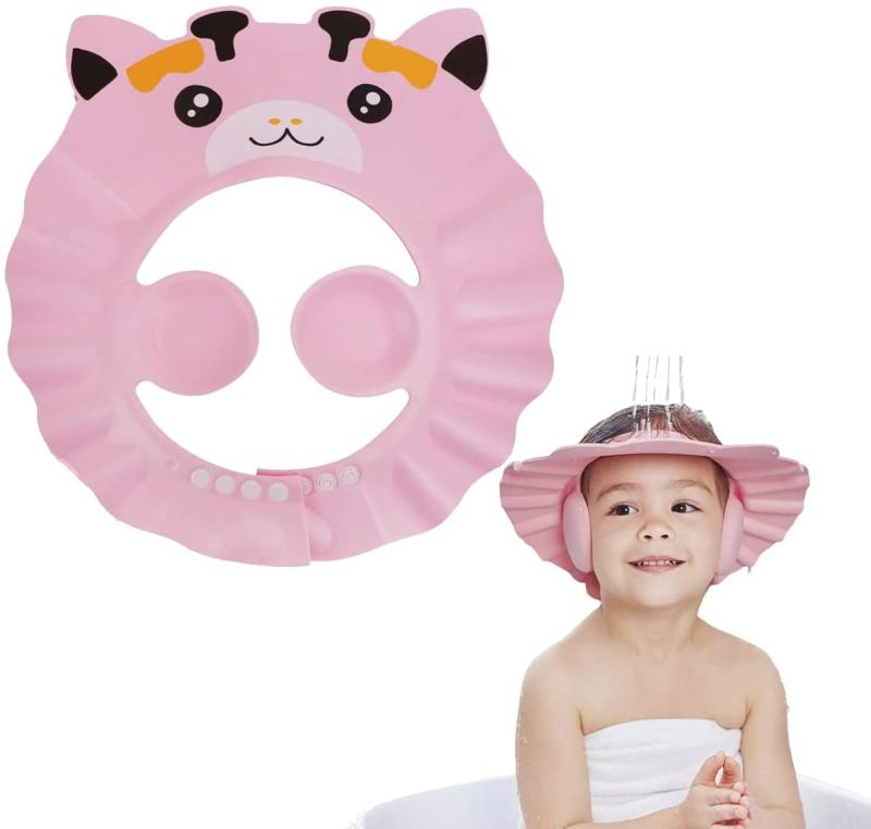 ベビー用シャンプーハット シャワーキャップ 耳付き 4段階調節可能 目保護 新生児 洗髪帽子 防水帽子 お風呂 水遊び 赤ちゃん 子供用 シャンプーヘッドカバー かわいい ベビー バスグッズ 3