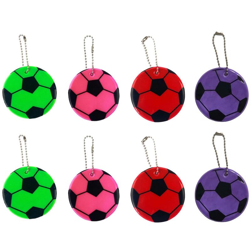 [まちの波] 反射キーホルダー 光る 反射板 サッカーボール キーホルダー 8枚入り 夜間 安全グッズ 通学 習い事 散歩 子供