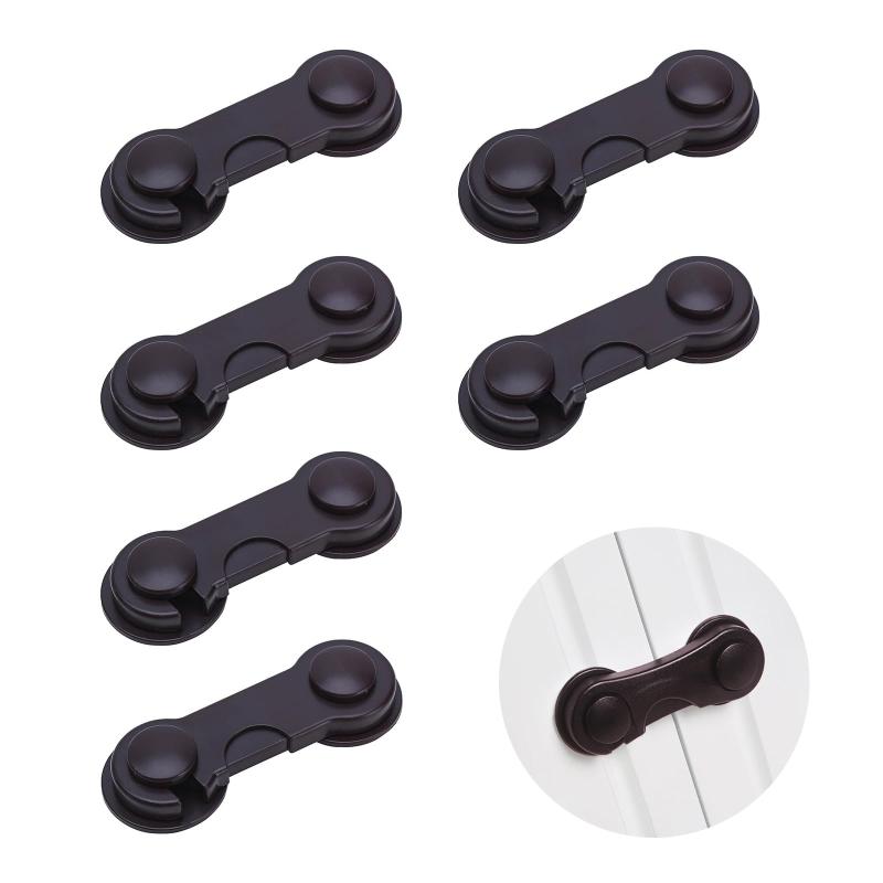 YANYULI ドアロックストッパー キャビネットロック 6個入り 回転式 穴あけ不要 使用簡単 家具を傷つけない ドア開け防止 いたずら防止 ドア キャビネット 引き出し 食器棚 戸棚 扉 窓 安全ロ